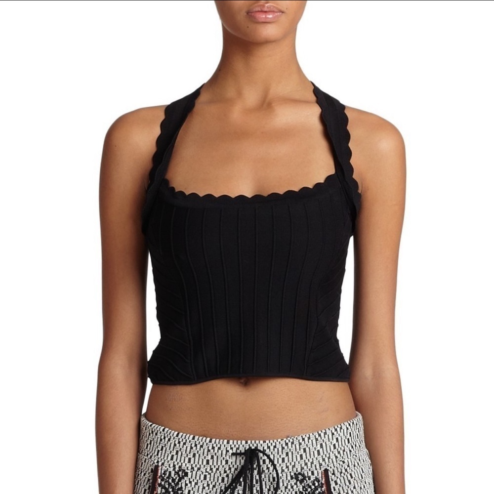 Nanette Lapore • Ribbed Tank scalloped Straps Black